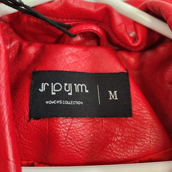 SPYM Faux Leather Moto Jacket Red Size Medium NWT - Picture 10 of 12